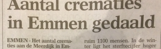 Aantal crematies Emmen gedaald